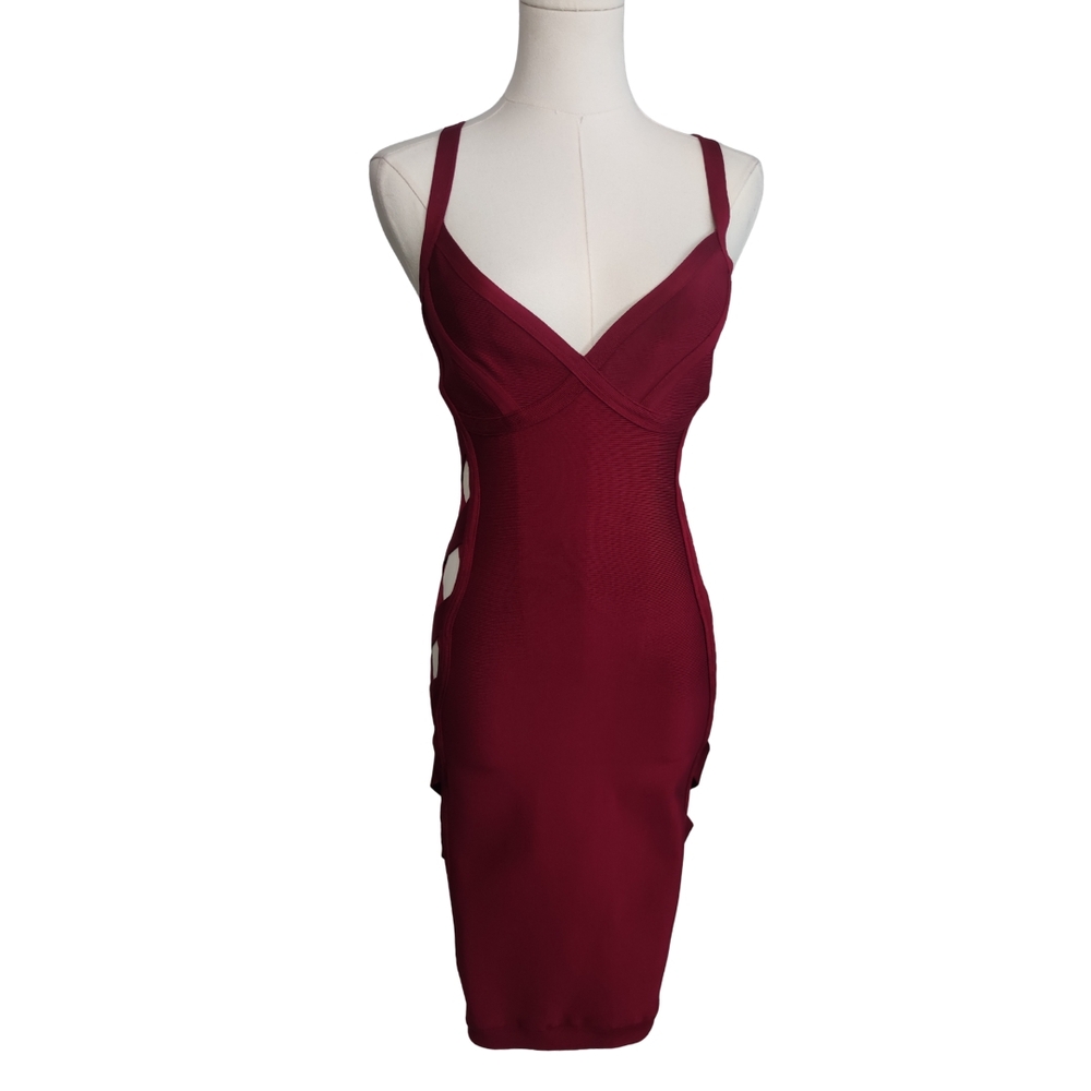 House Of London Dark Red Strappy Mini Dress